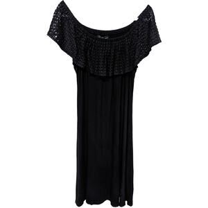 Lane Bryant sz 14/16 Black Midi Drape Top Dress Lace/ Crochet